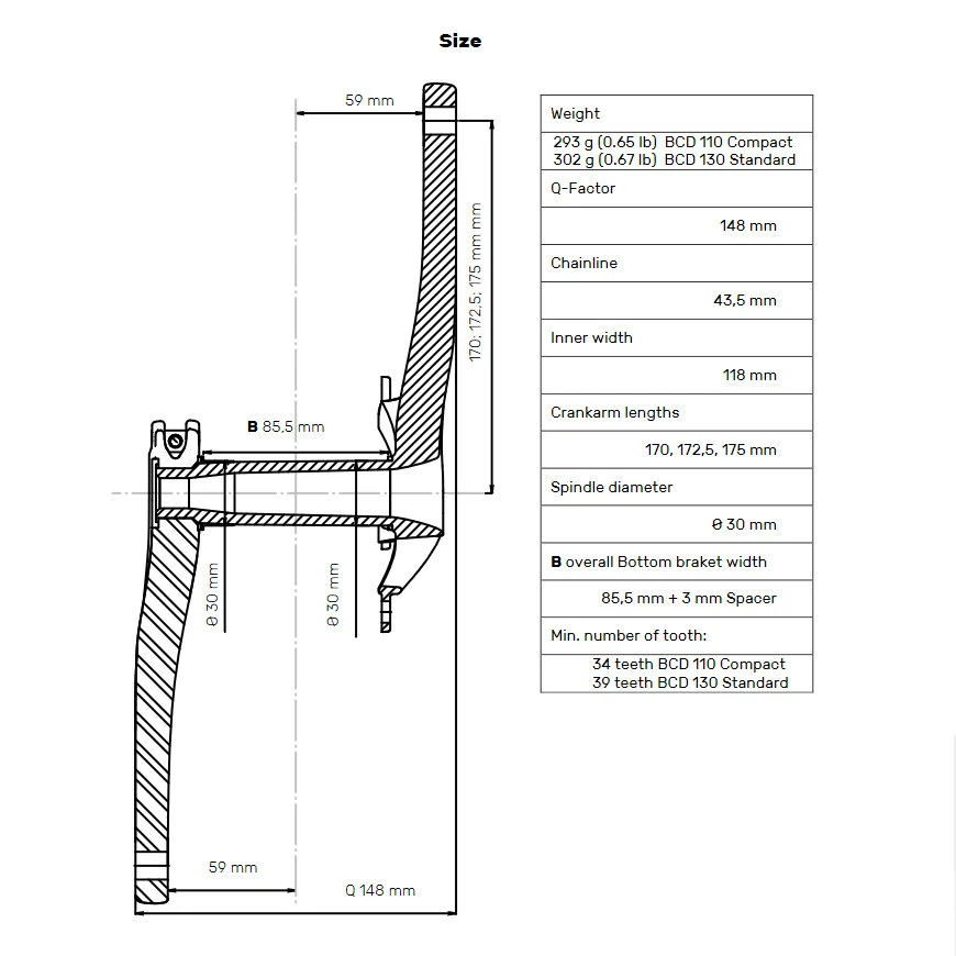 THM Clavicula SE Road Carbon Crank - 110mm BCD Compact - Matt Black 5 THM Clavicula SE Road Carbon Crank - 110mm BCD Compact - Matt Black - Image 3