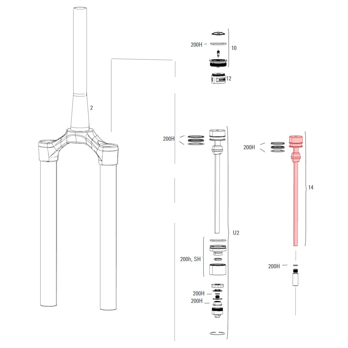 RockShox Debon Air+ Spring Shaft - For 150mm ZEB A2+ - 11.4018.111.025 4 RockShox Debon Air+ Spring Shaft - For 150mm ZEB A2+ - 11.4018.111.025 - Image 2