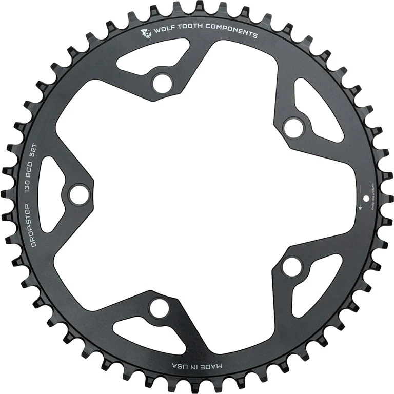 Wolf-tooth Wolf Tooth Single Road/Cyclocross Flattop Chainring 130mm - Drop Stop - Black 3 Wolf-tooth Wolf Tooth Single Road/Cyclocross Flattop Chainring 130mm - Drop Stop - Black
