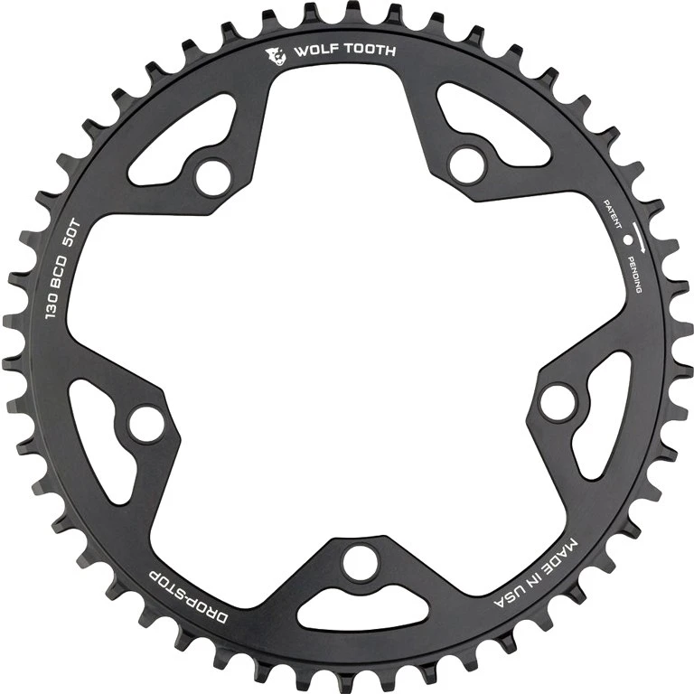 Wolf-tooth Wolf Tooth Single Road/Cyclocross Flattop Chainring 130mm - Drop Stop - Black 4 Wolf-tooth Wolf Tooth Single Road/Cyclocross Flattop Chainring 130mm - Drop Stop - Black - Image 2
