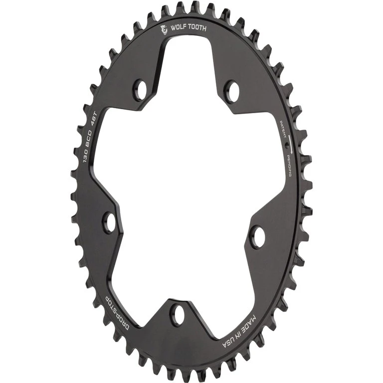 Wolf-tooth Wolf Tooth Single Road/Cyclocross Flattop Chainring 130mm - Drop Stop - Black 8 Wolf-tooth Wolf Tooth Single Road/Cyclocross Flattop Chainring 130mm - Drop Stop - Black - Image 6