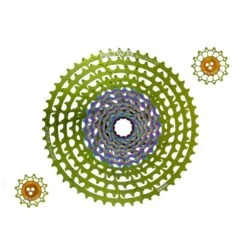 NOW8 Facile Cassette By KCNC - XD 12-speed - 9-52 Teeth - Incl. Pulleys - Yellow/green