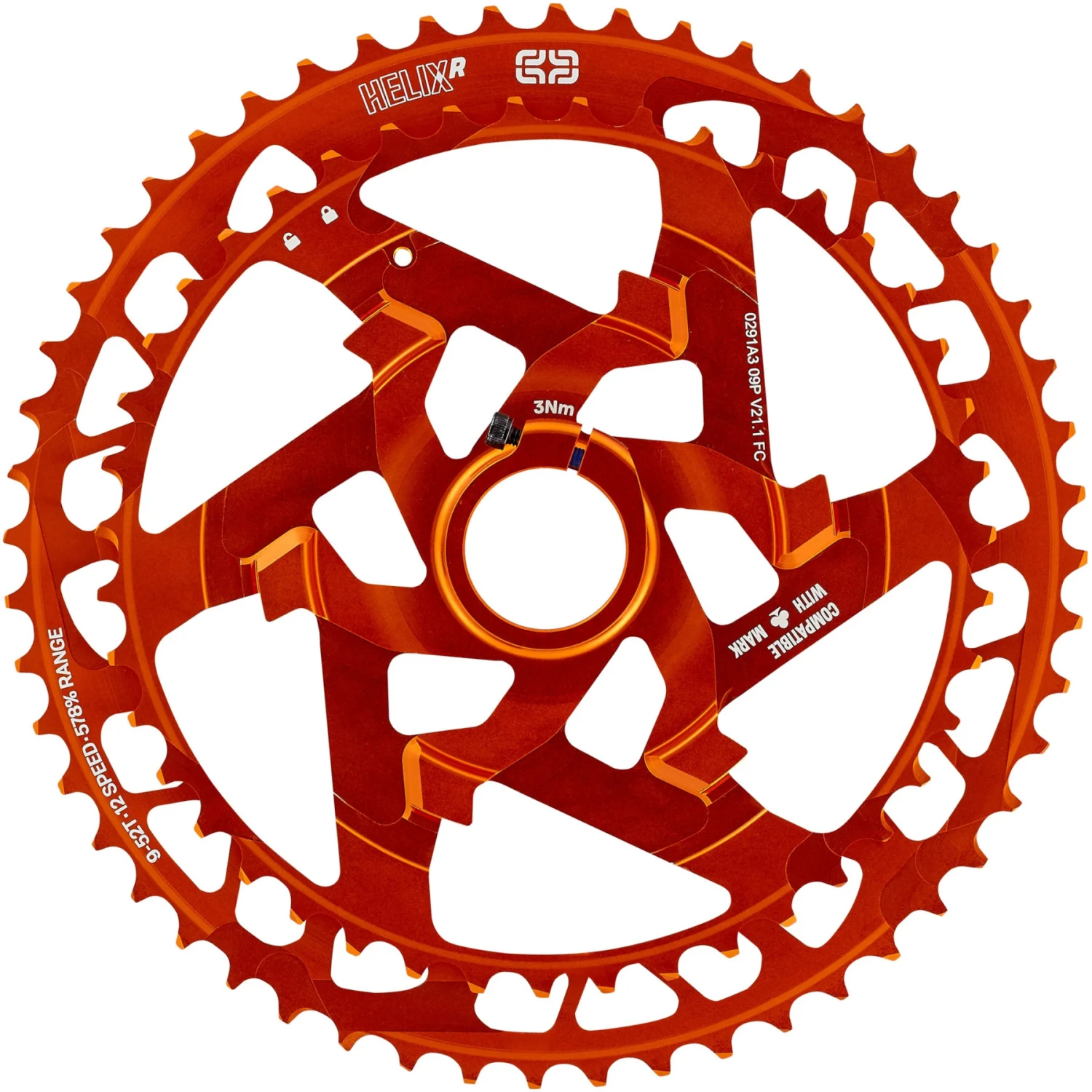 E-thirteen E*thirteen Helix Race Cassette | 12-Speed | 9-52 Teeth | SRAM XD/XDR - Orange 5 E-thirteen E*thirteen Helix Race Cassette | 12-Speed | 9-52 Teeth | SRAM XD/XDR - Orange - Image 3