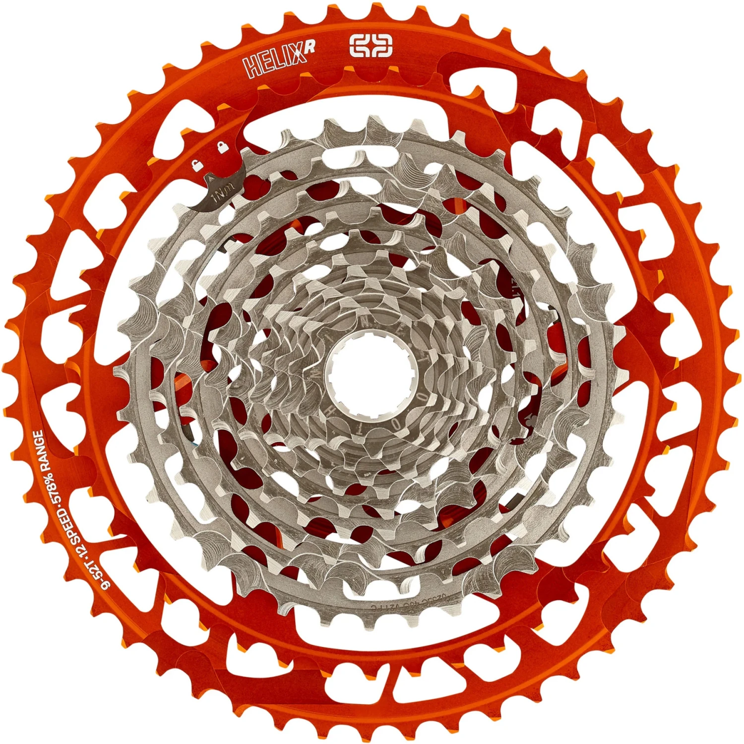 E-thirteen E*thirteen Helix Race Cassette | 12-Speed | 9-52 Teeth | SRAM XD/XDR - Orange 4 E-thirteen E*thirteen Helix Race Cassette | 12-Speed | 9-52 Teeth | SRAM XD/XDR - Orange - Image 2